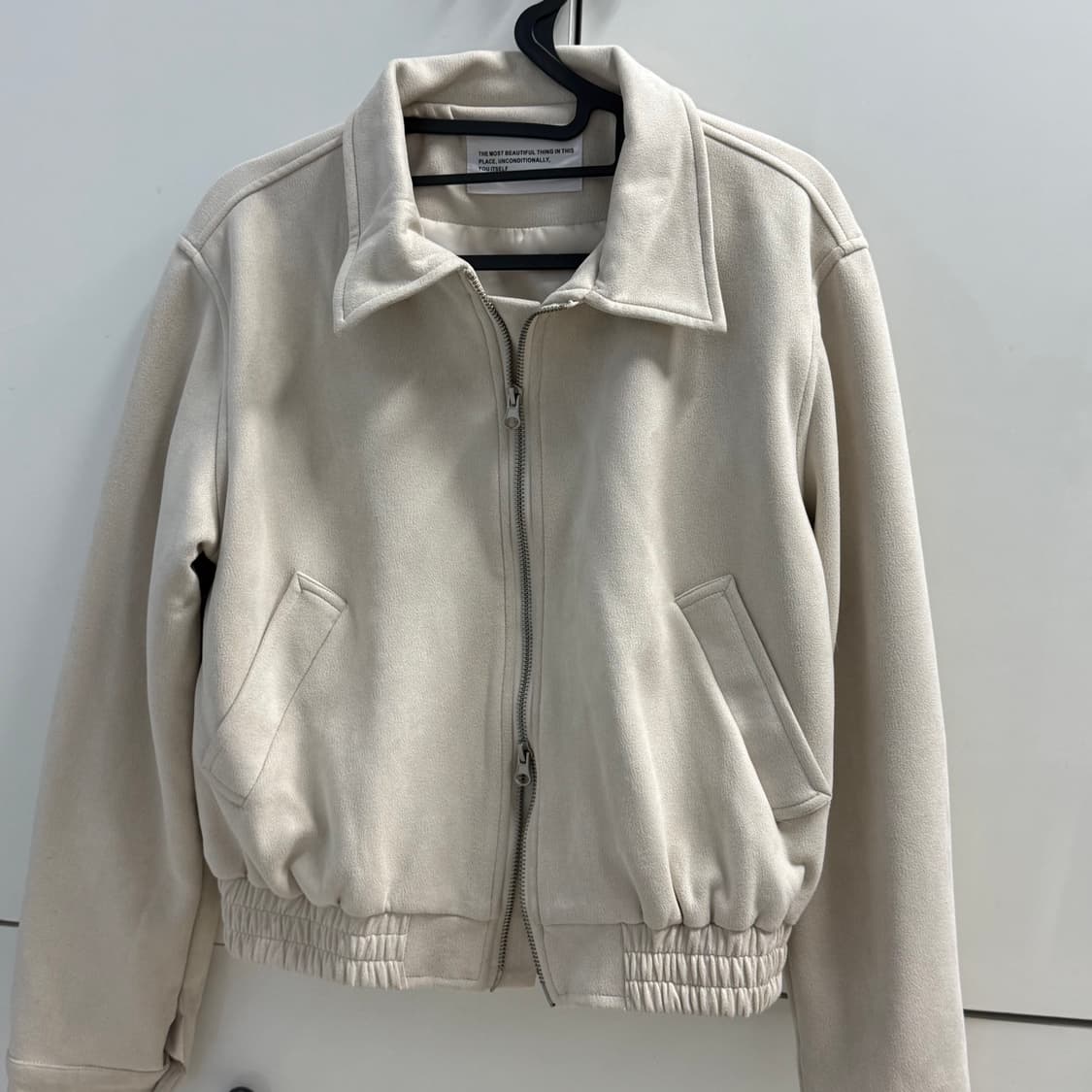 플레이스스튜디오 투웨이 블루종 스웨이드 밴딩 점퍼 자켓 아이보리 상품이미지2