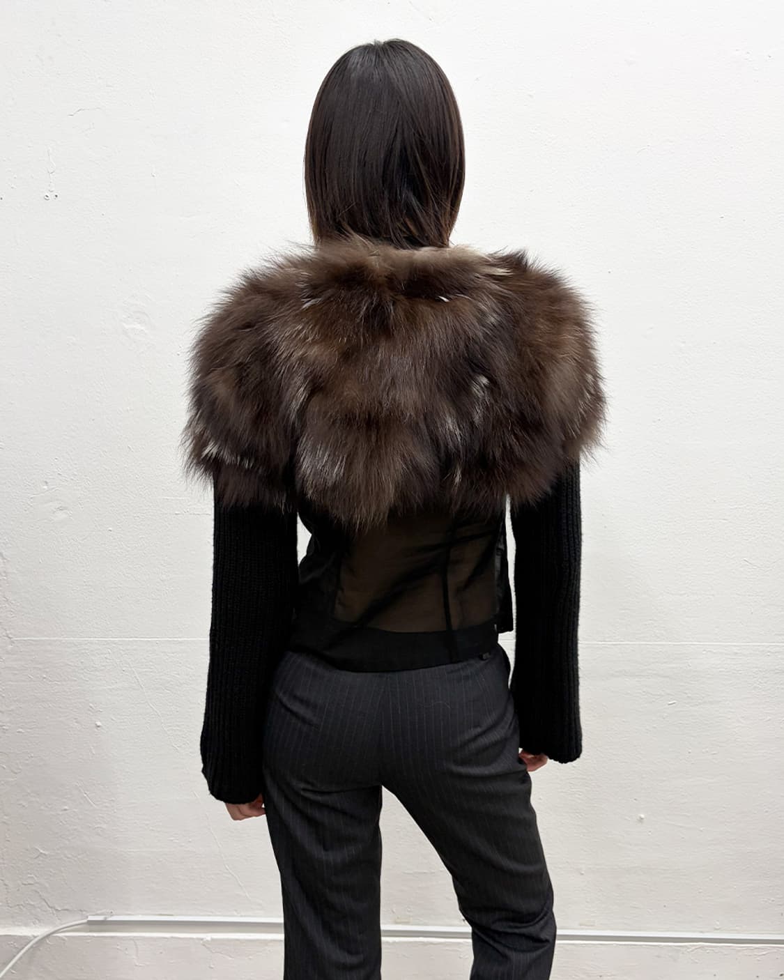 스페치오 꾸뛰르 폭스 퍼 트리밍 니트 볼레로 상품이미지2