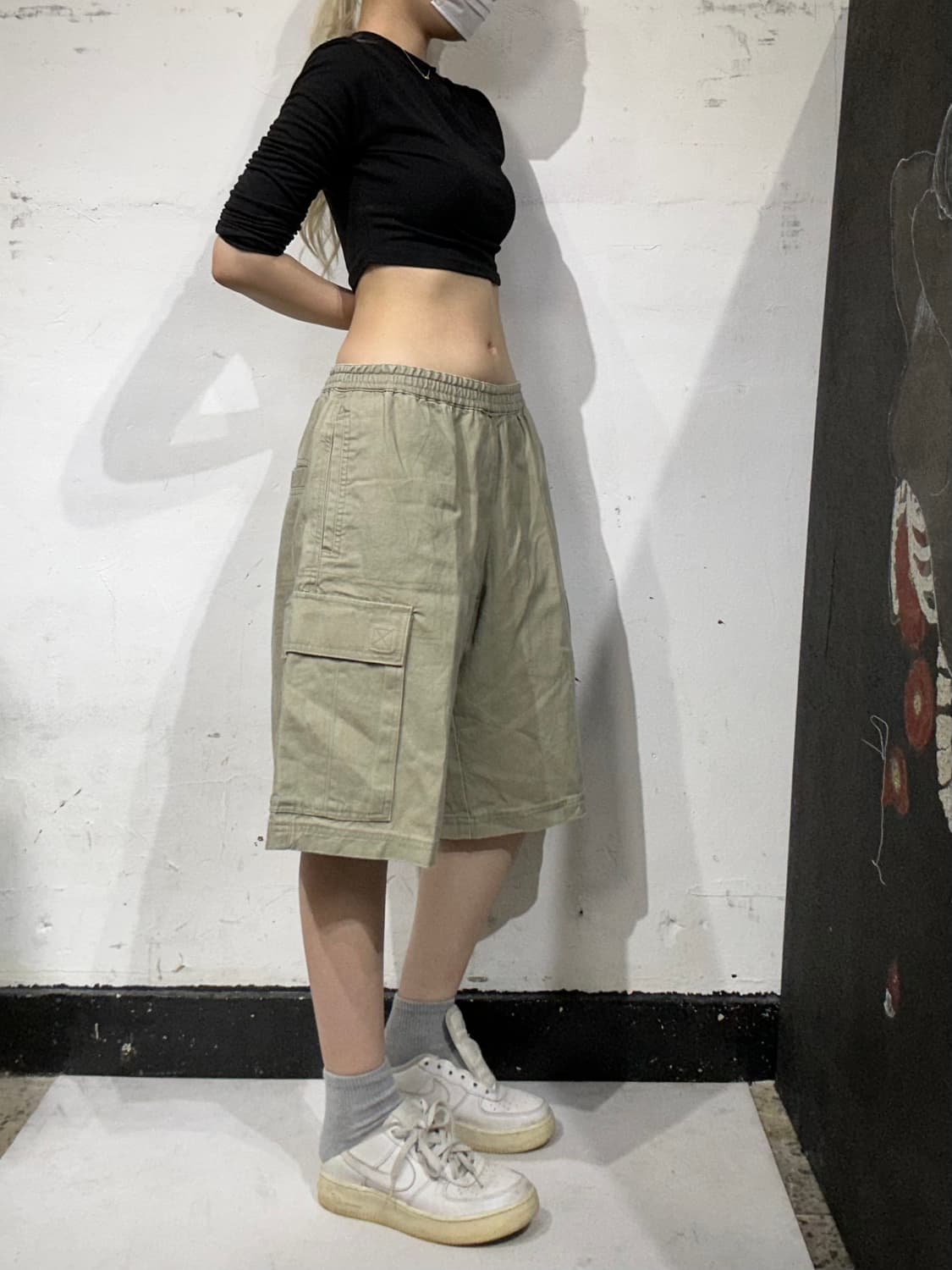 90s 버글보이 카키 데드스탁 새상품 카고 버뮤다 바지 힙합 하프 팬츠 상품이미지1