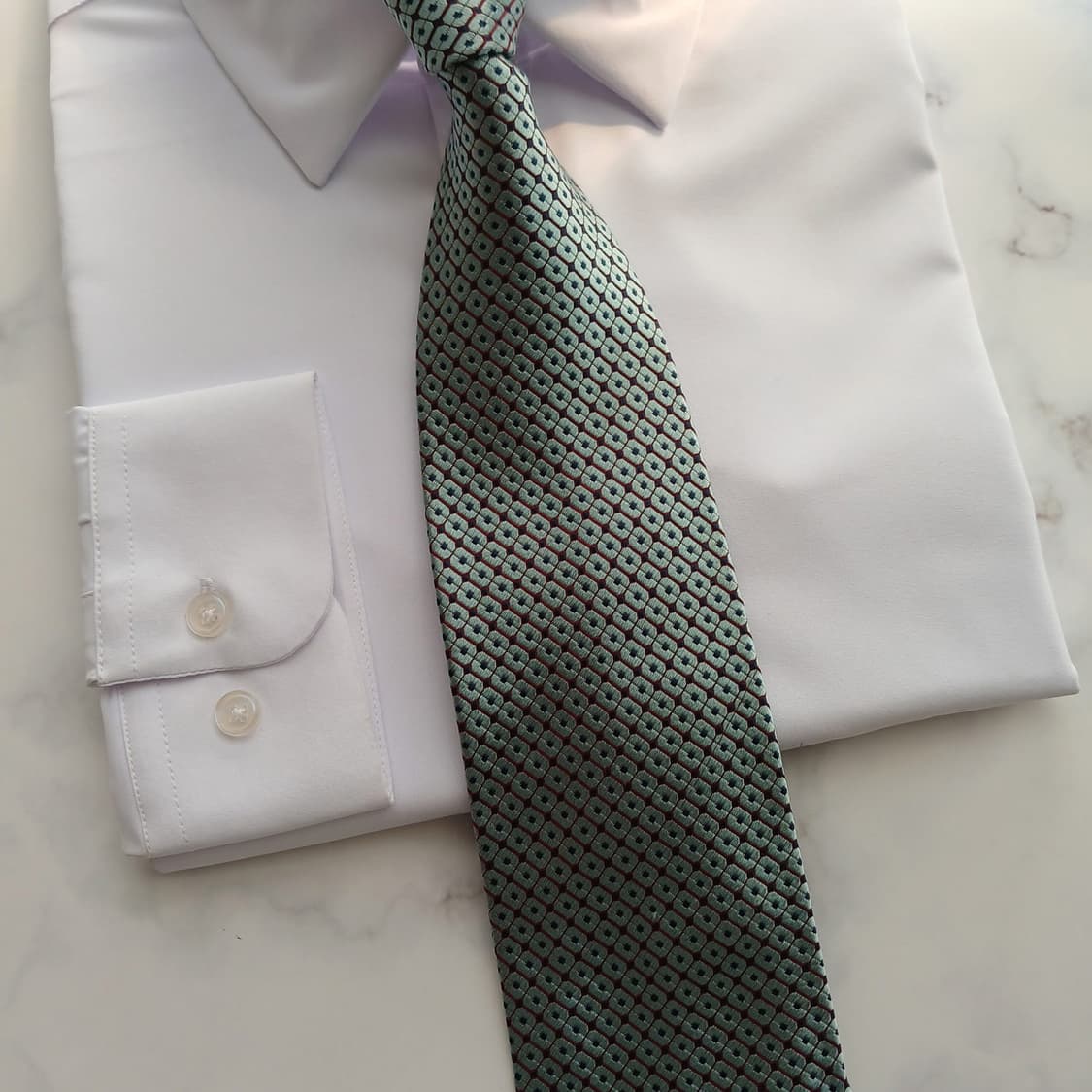 샤를주르당 실크 민트 기하 패턴 넥타이 9.4cm A+등급 A18683
 상품이미지5