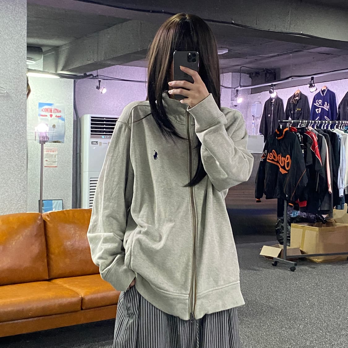 폴로 그레이 코튼 집업 B2632 상품이미지1