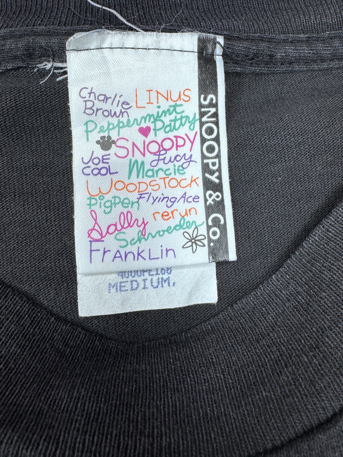 빈티지 90s 피너츠 스누피 우드스탁 그래픽 티셔츠 M 상품이미지4