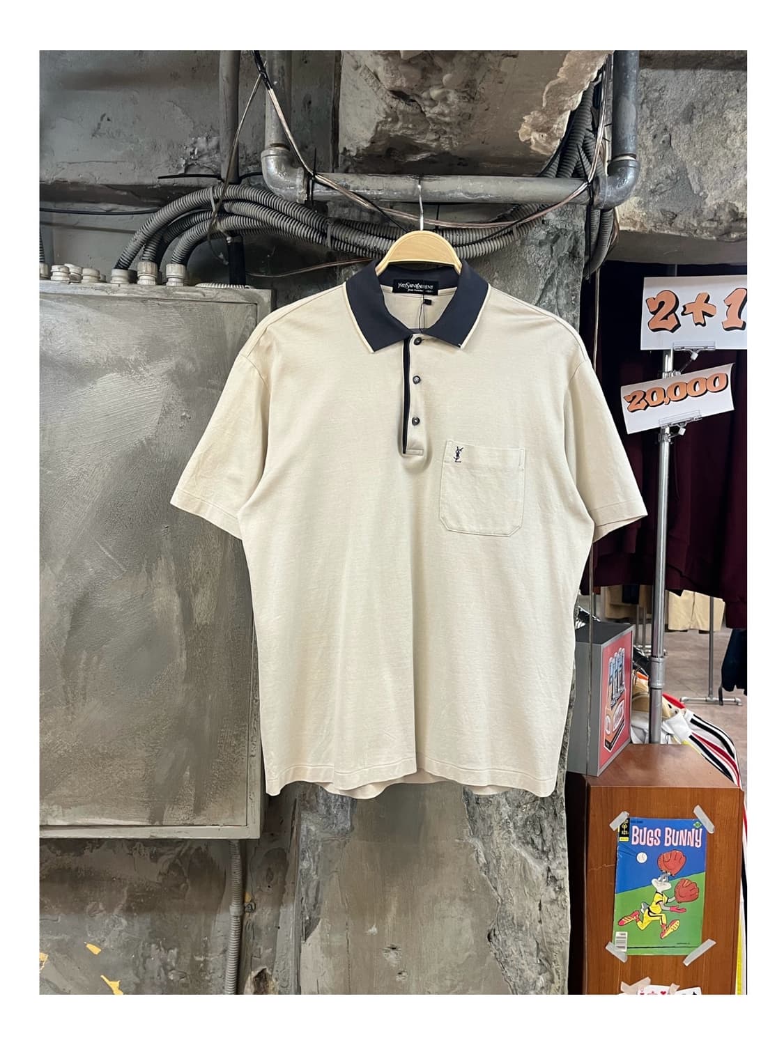 입생로랑 포켓 반팔 카라티 아이보리 100 #csz3608 상품이미지1