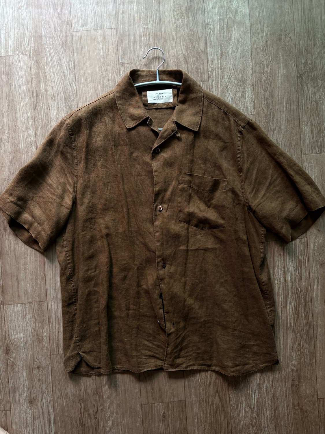 자라 오리진 zara origins 린넨 반팔 셔츠 브라운 M 상품이미지1