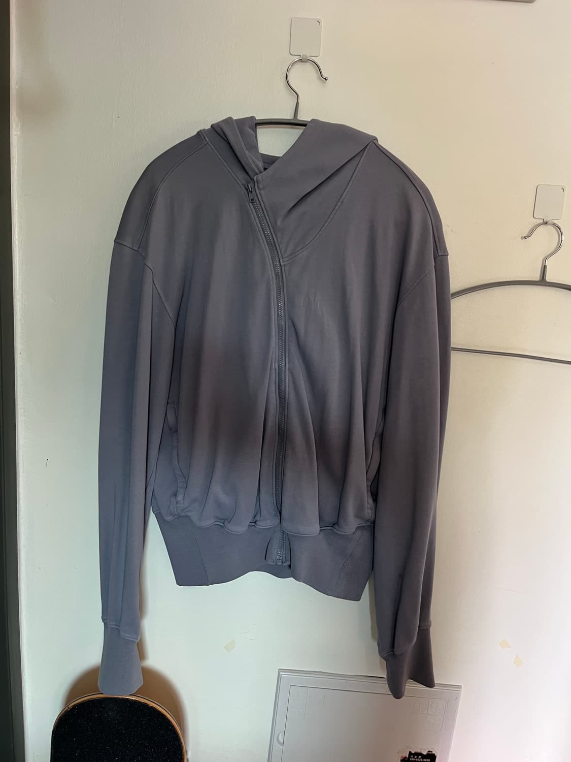 Garment Dyed Curved Hooded Zip Up Grey 상품이미지2