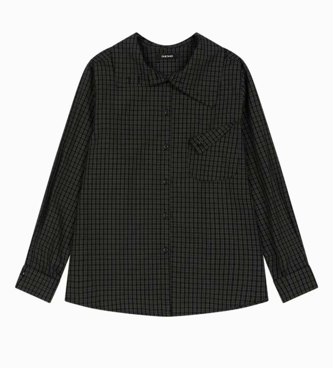 오헤시오 LAYERED COLLAR SHIRT, CHARCOAL CHEC 상품이미지1