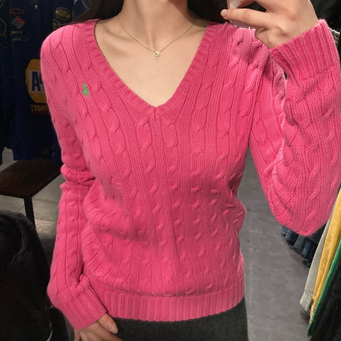 [IM] 폴로 랄프로렌 스포츠 케이블 브이넥 니트 핑크 상품이미지2