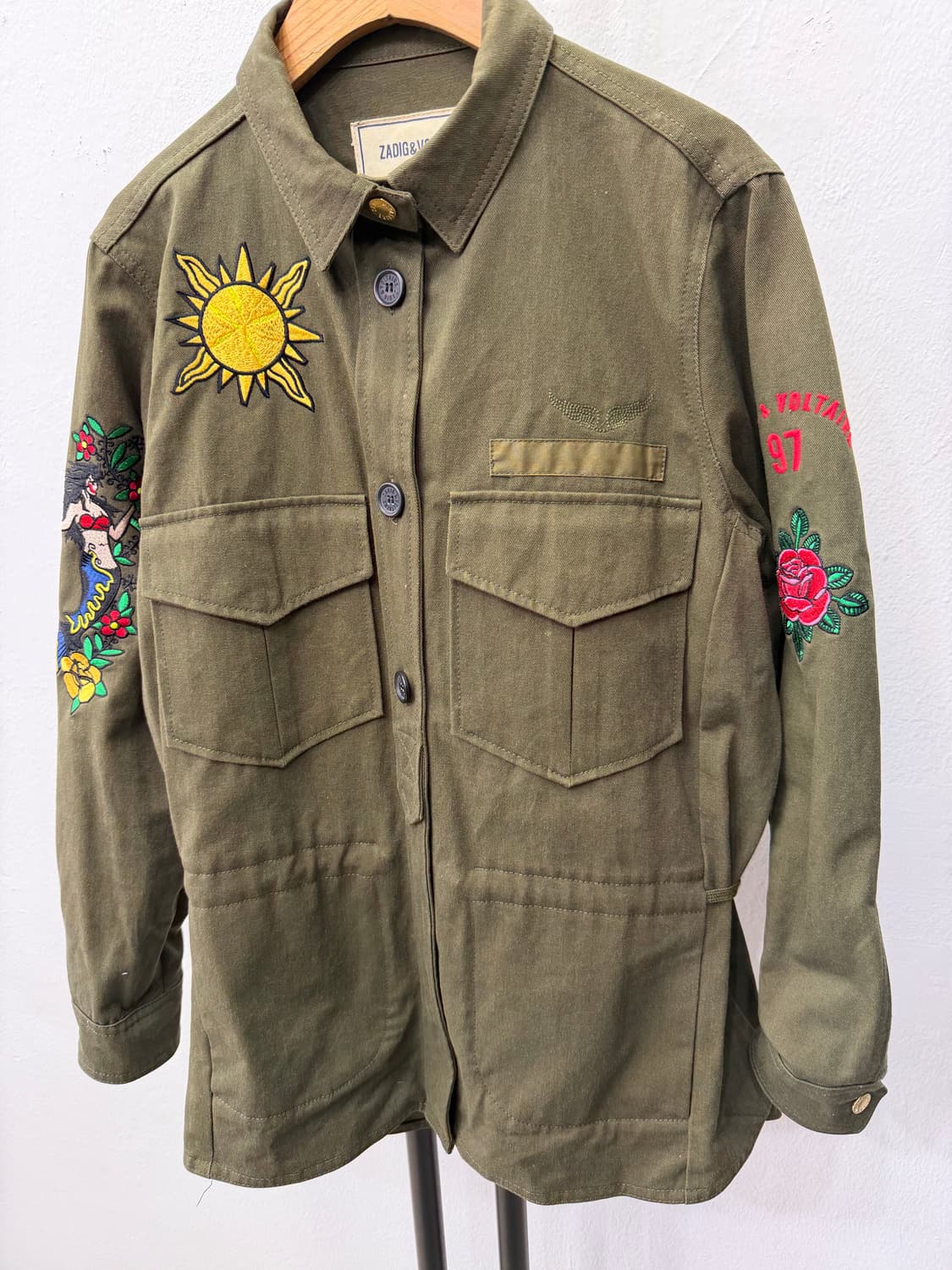 정품) 쟈딕앤볼테르 오버핏 야상 자켓 패치 장식 XS 상품이미지3