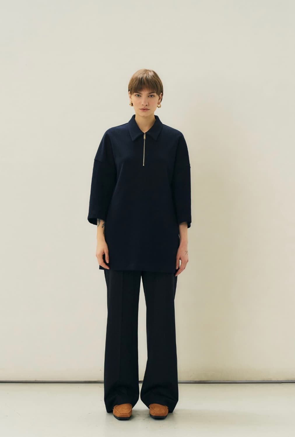 새상품) 메종마레 버클 저지 탑 네이비 상품이미지6