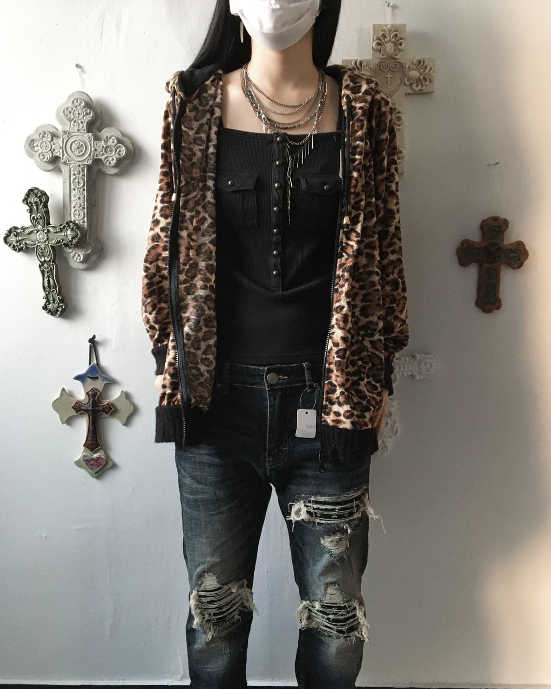 Leopard pattern hood zip up 상품이미지6