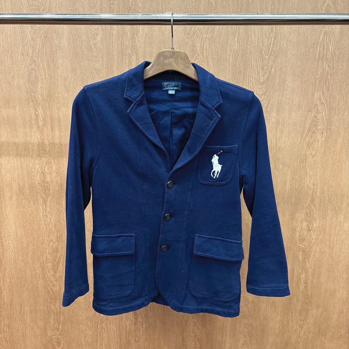 폴로 랄프 로렌 코튼 블레이저 자켓 빅 포니 로고 자수 포켓 네이비 상품이미지2