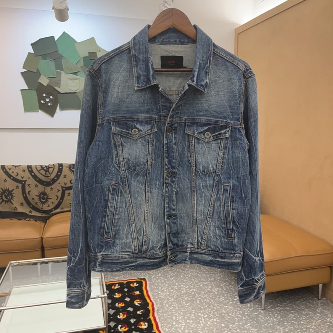 에비수 빈티지 스트릿 힙합 드레이프 워싱 데님자켓 100 C07614 상품이미지4