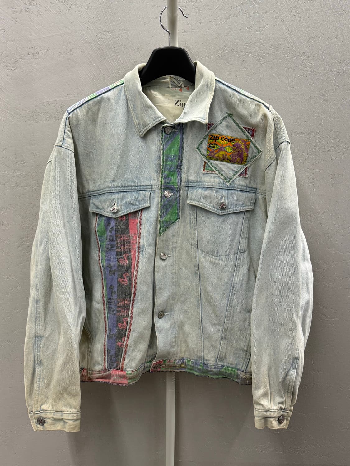 Zip Code 아트 패치 커스텀 데님 트러커 자켓 L 상품이미지2