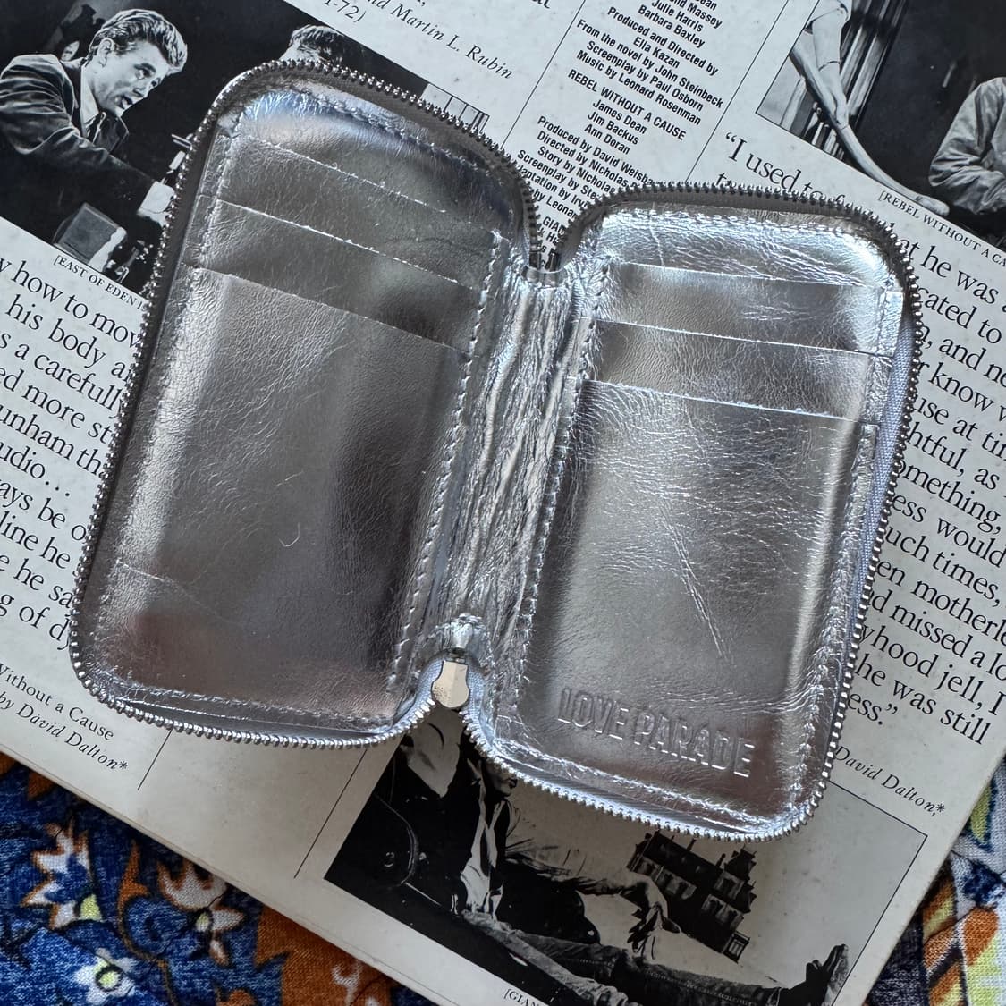 Love parade 스터드 실버 리얼레더 지퍼 카드 지갑 월렛 파우치 상품이미지4