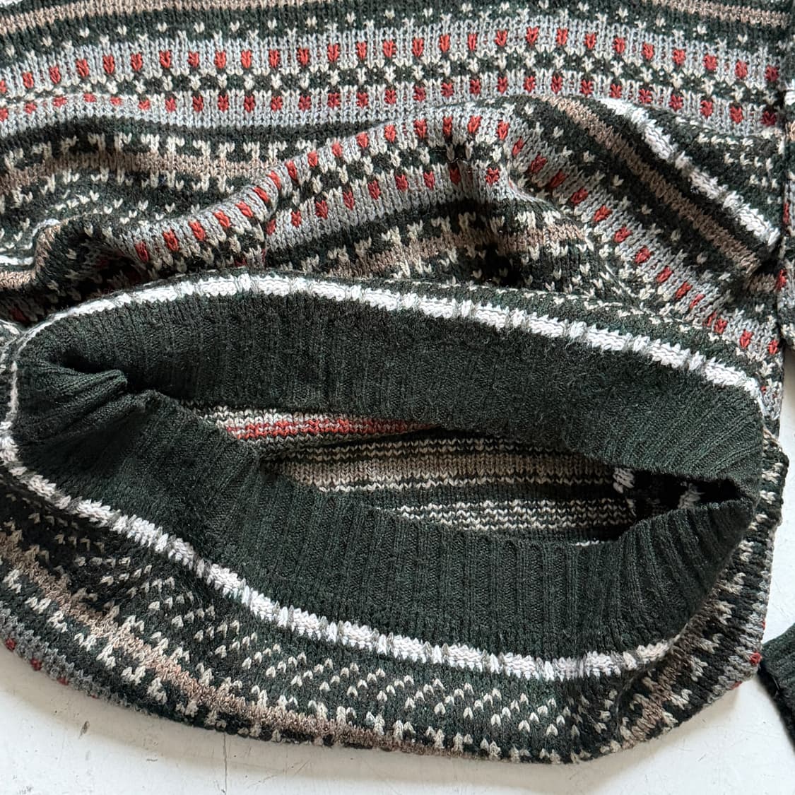 딥그린 페어아일 패턴 스웨터니트 상품이미지5