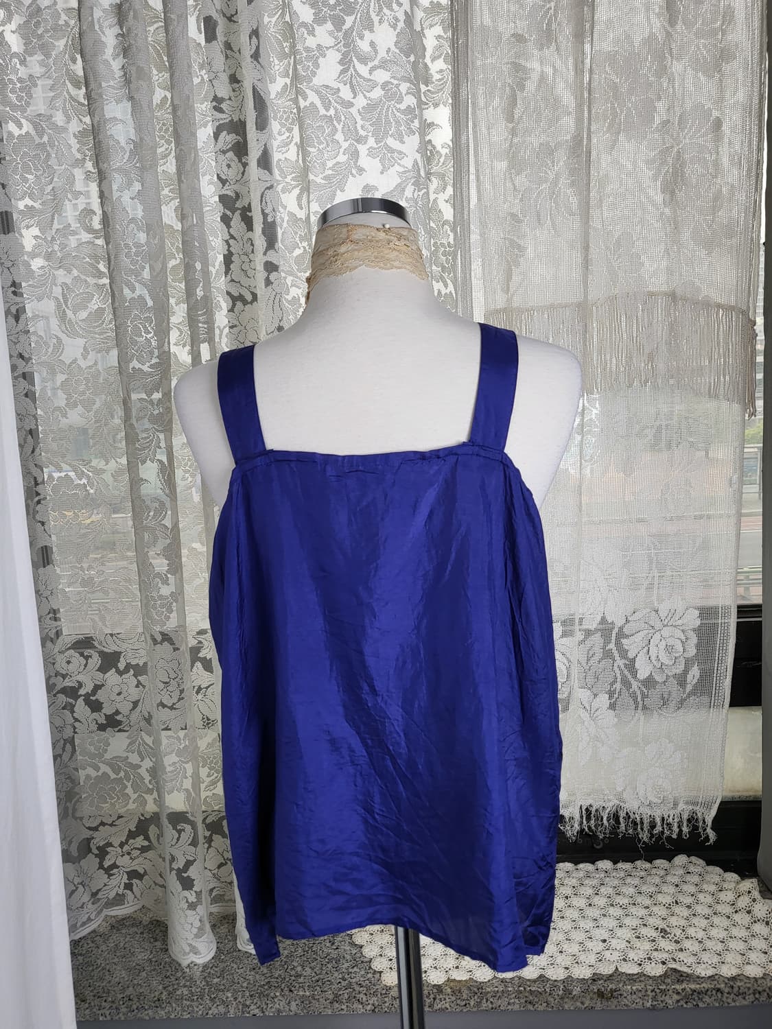 빈티지 사파이어 블루 퍼플 플로럴 슬리브리스 상품이미지5