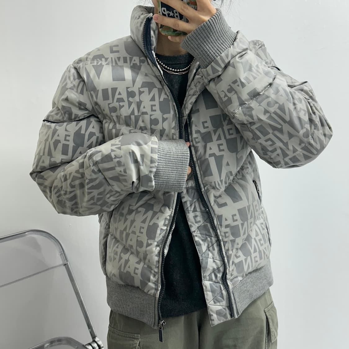 캘빈클라인 진스 00s 레터링 덕다운 패딩 상품이미지1