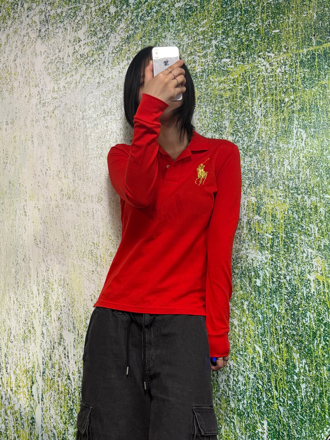 폴로 빅포니 치프키프 금장 자수 레드 딱붙 럭비티 롱슬리브 S 상품이미지1