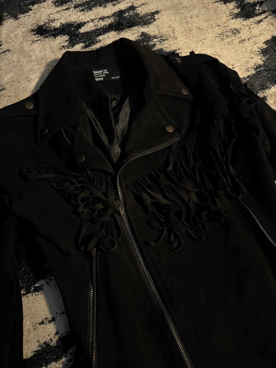 락시크 펑크 태슬 디테일 스웨이드 라이더 자켓 상품이미지2