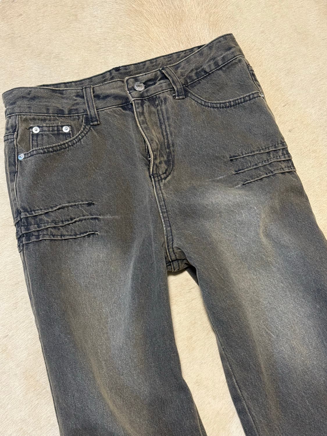 셔링 디테일 흑청데님팬츠 상품이미지3