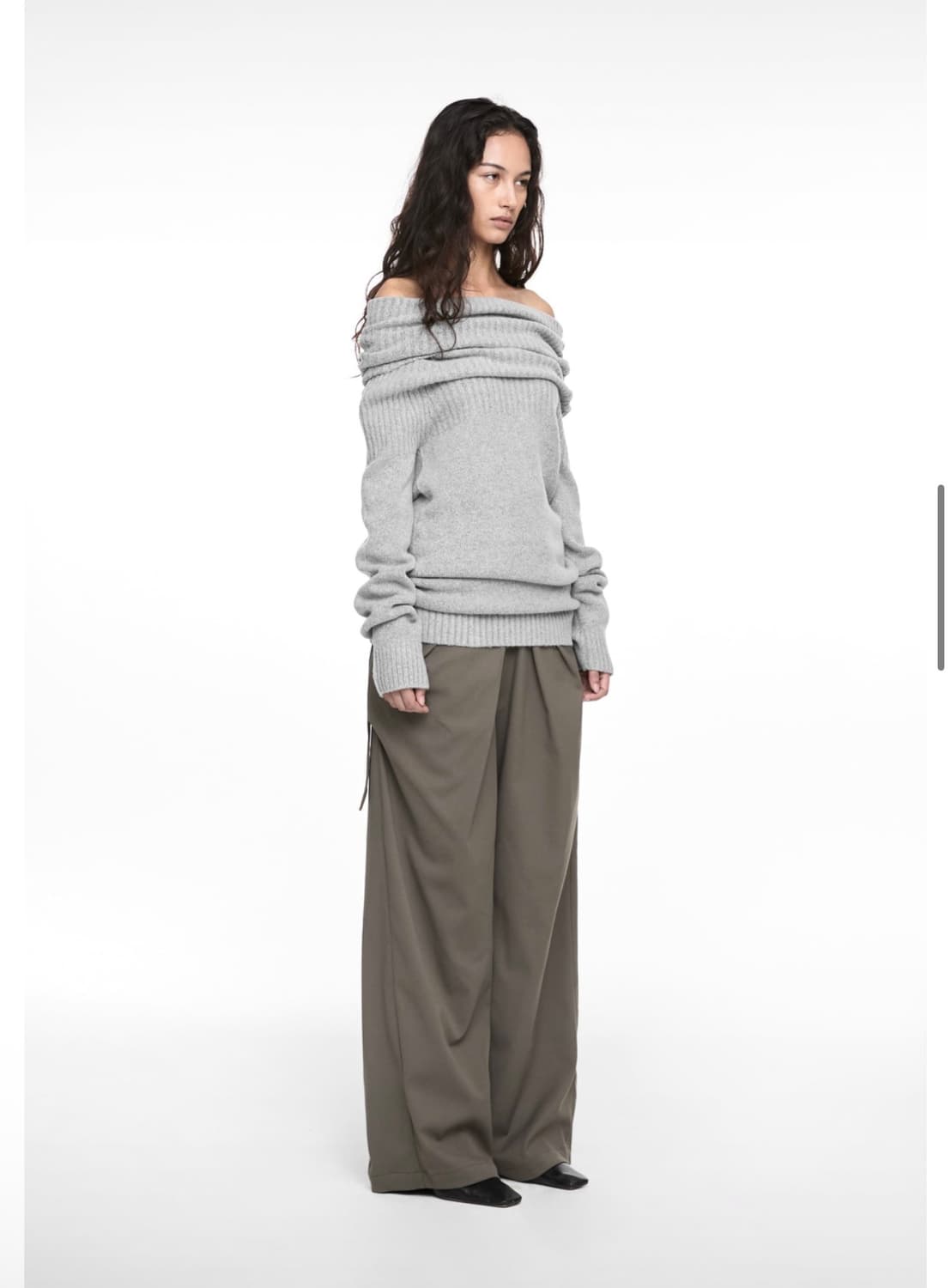 Nache two-way shawl knit melange gray 상품이미지3