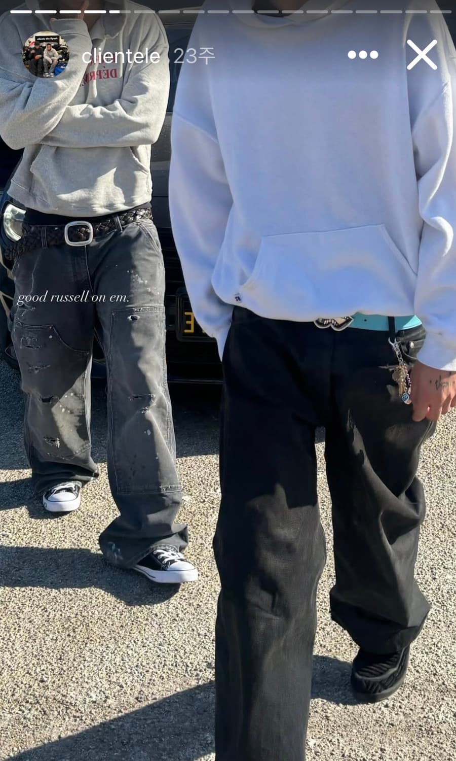 [L] 90s 빈티지 러셀 후드 화이트 상품이미지4