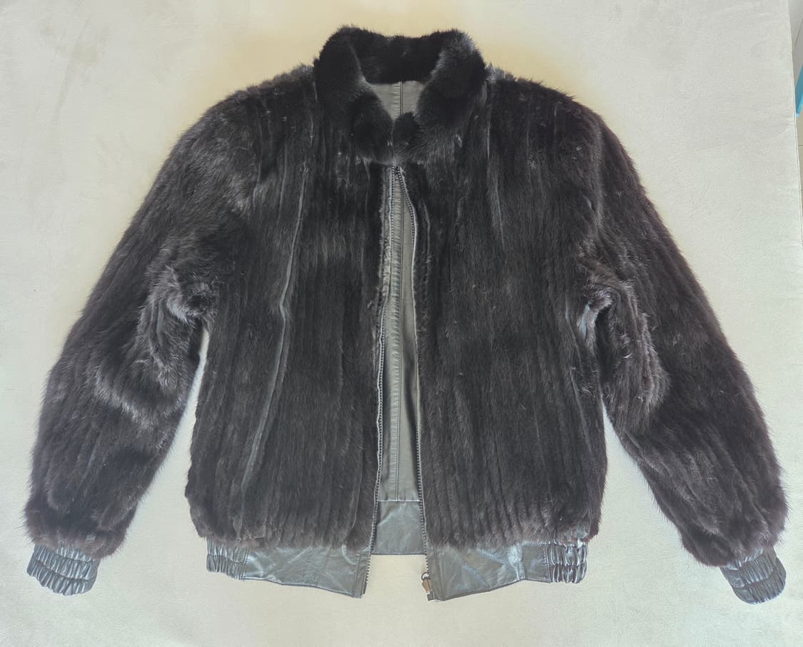 빈티지 소가죽 사가 밍크퍼 리버서블 블루종 자켓 상품이미지4