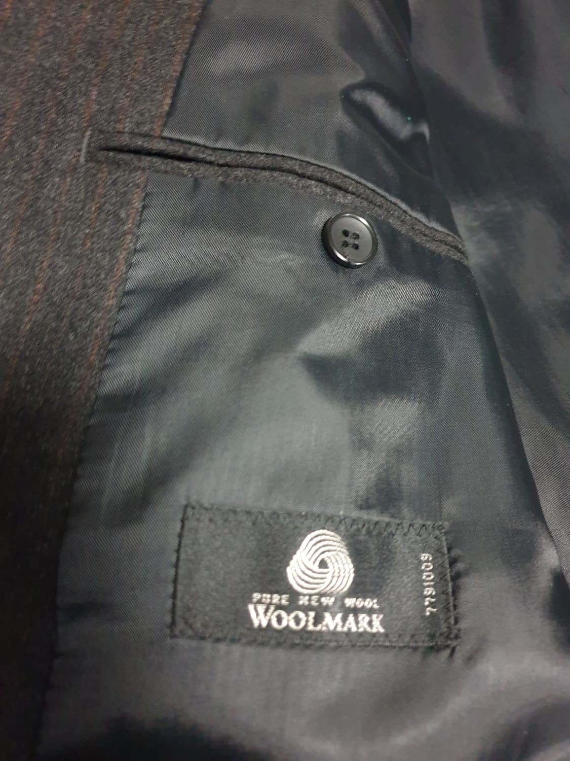 (빈티지) 비리디언 램스울100% 스트라이프 파워숄더 블레이저 (XL) 상품이미지4