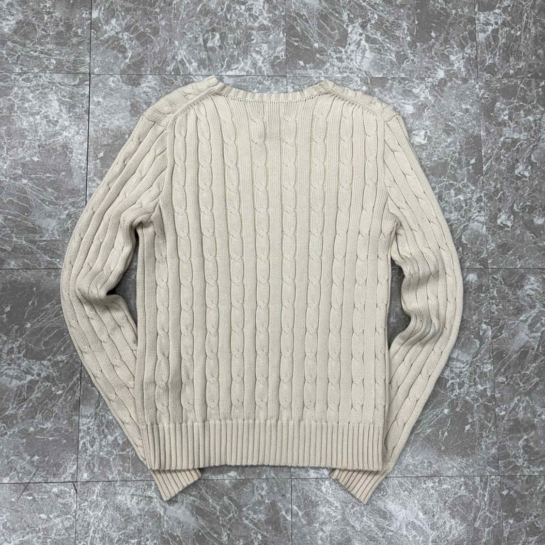 *최신형 폴로 랄프로렌 큐알택 아이보리 핀터깔 케이블 크루넥 걸즈 니트( 상품이미지4
