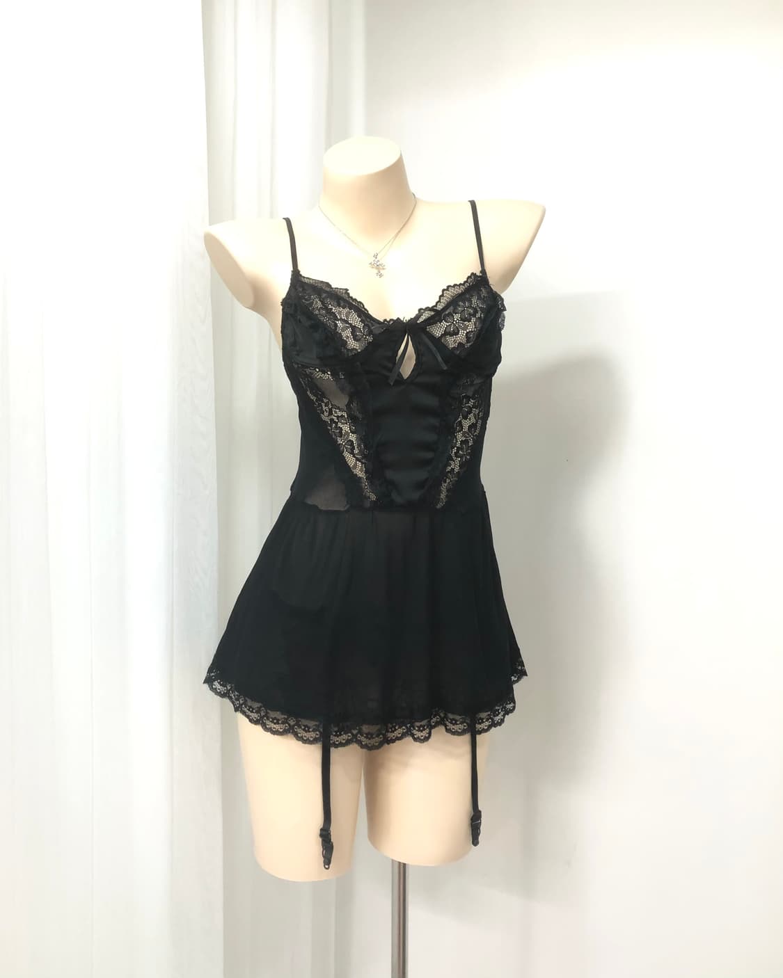 black gothic ribbon lace lingerie  상품이미지1