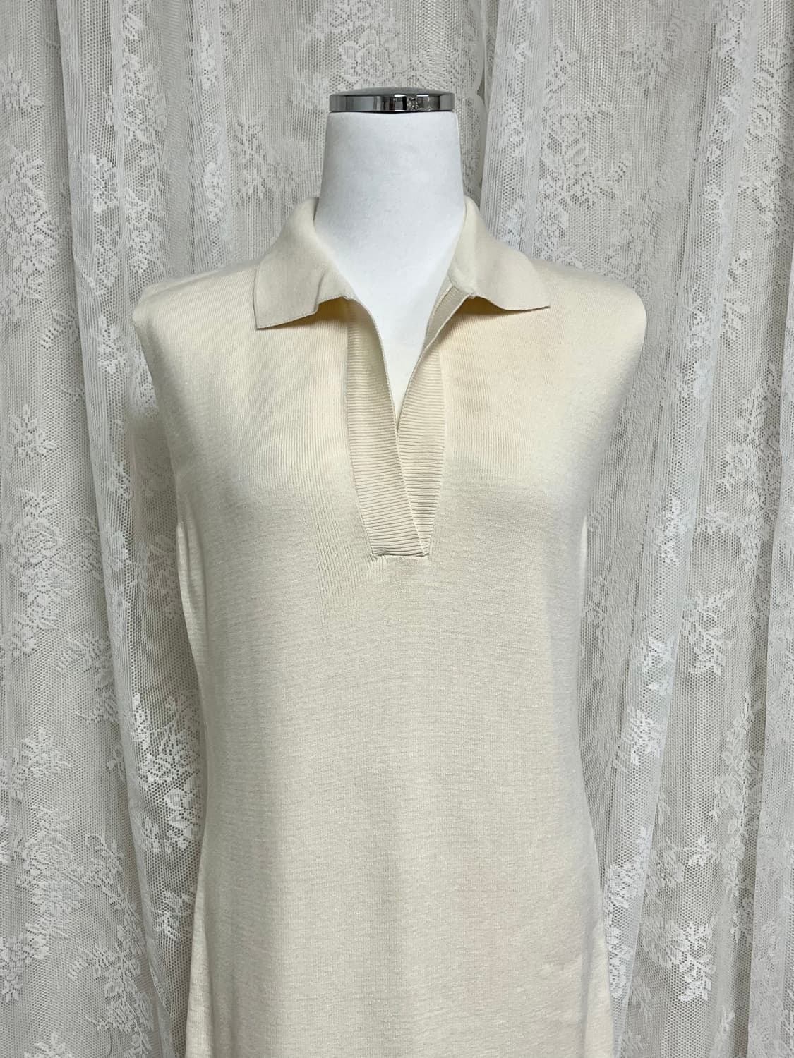 F) 새상품 르네제이 칼라 레이온 원피스 크림 상품이미지4