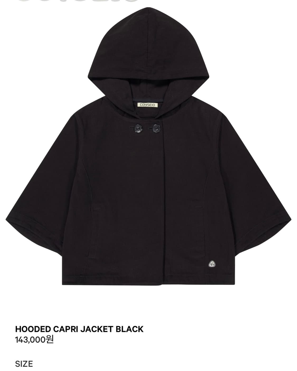 코이세이오 HOODED CAPRI JACKET BLACK 상품이미지3