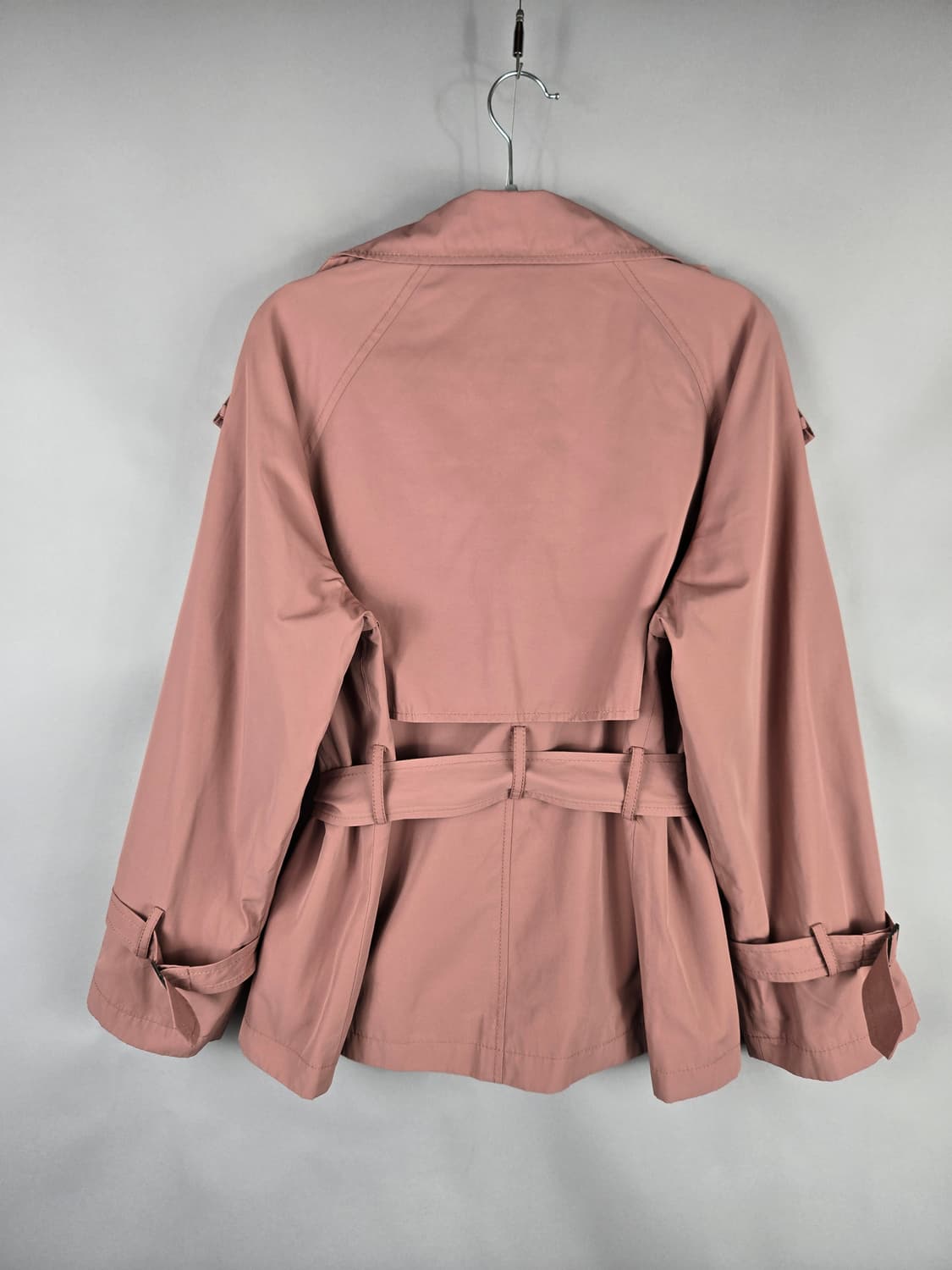 [무료배송]로엠 85-95-160 여성 루즈핏 숏 트렌치코트 핑크 상품이미지6