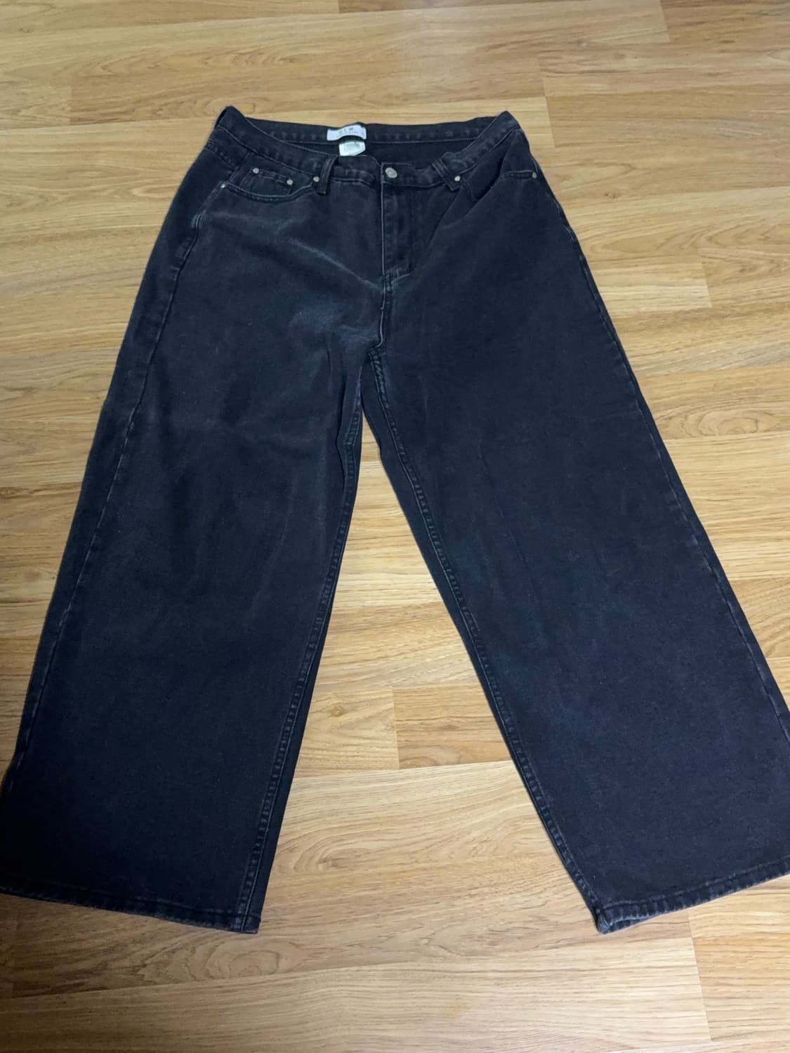 굿라이프웍스 이지데님 와이드팬츠 블랙 상품이미지3