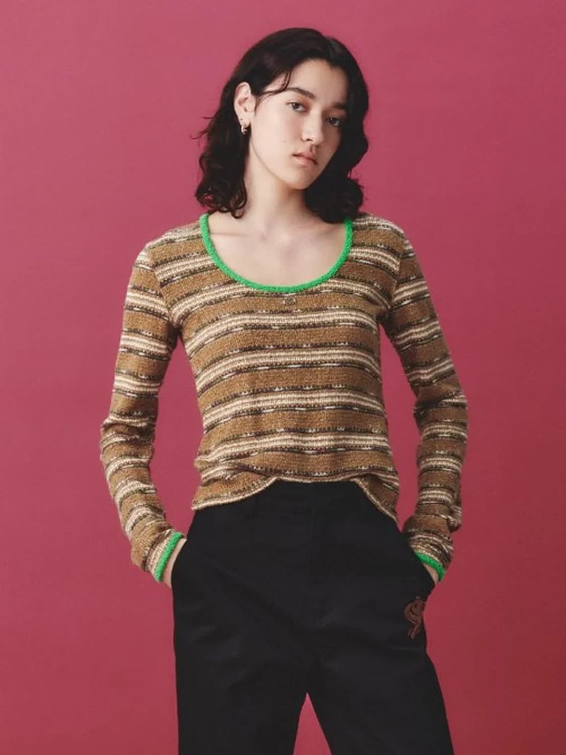 kijun 기준 뉴진스 하니 니트 스트라이프 유넥 니트 상품이미지2