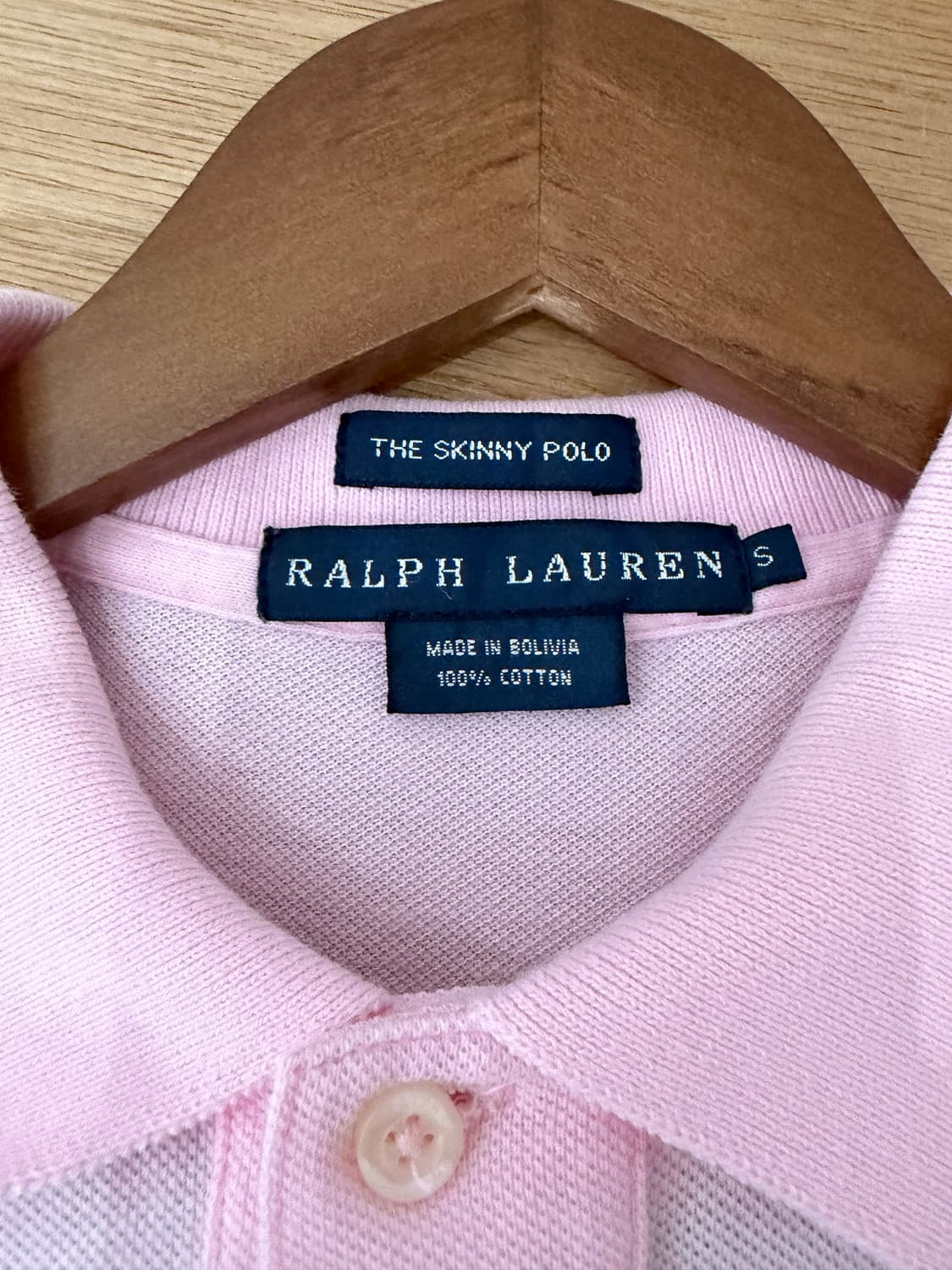 Ralph Lauren 슬림핏 베이비핑크 폴로 티셔츠 상품이미지4