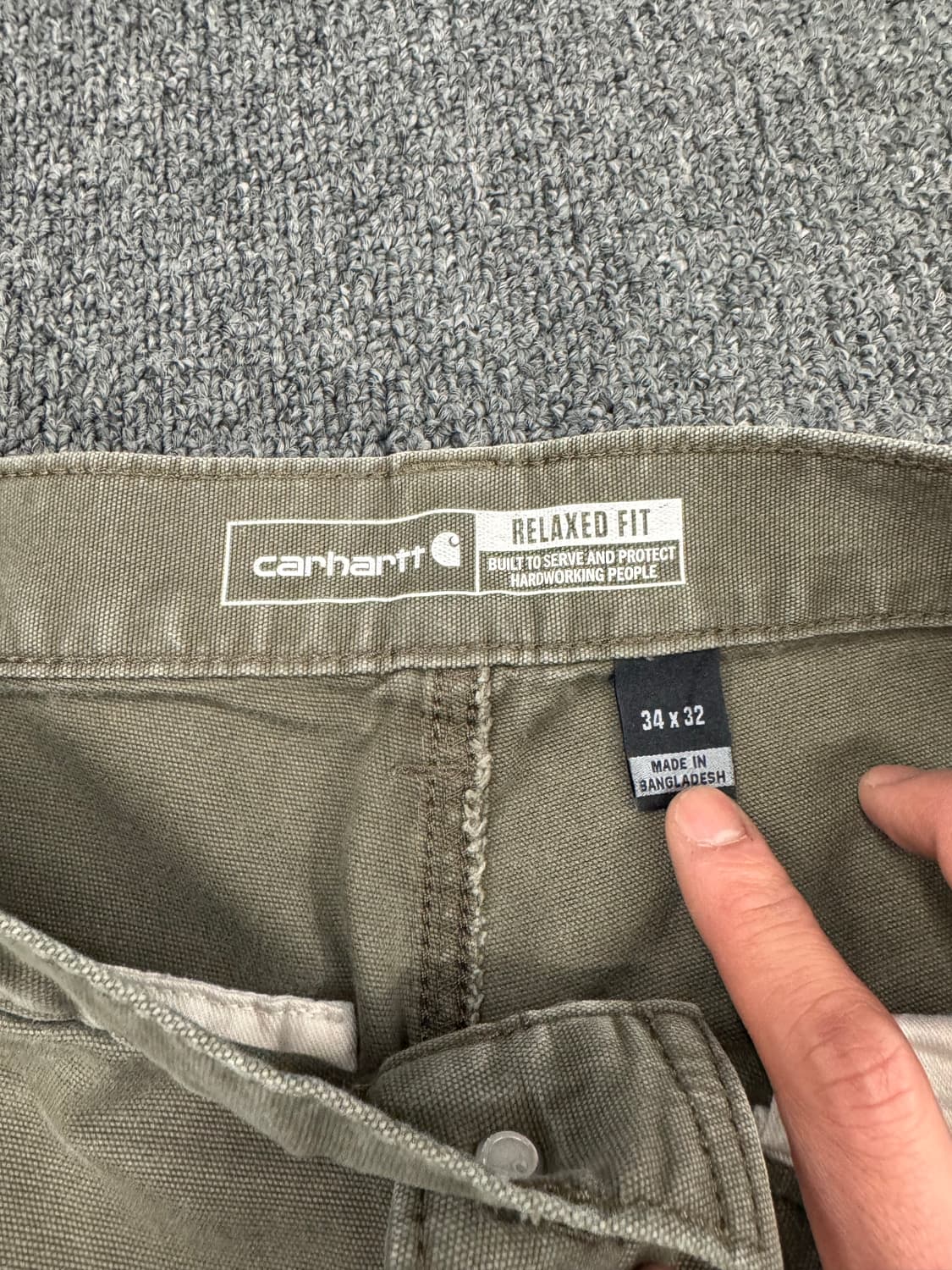 34)칼하트 빈티지 모스그린 더블니 워크팬츠 상품이미지7
