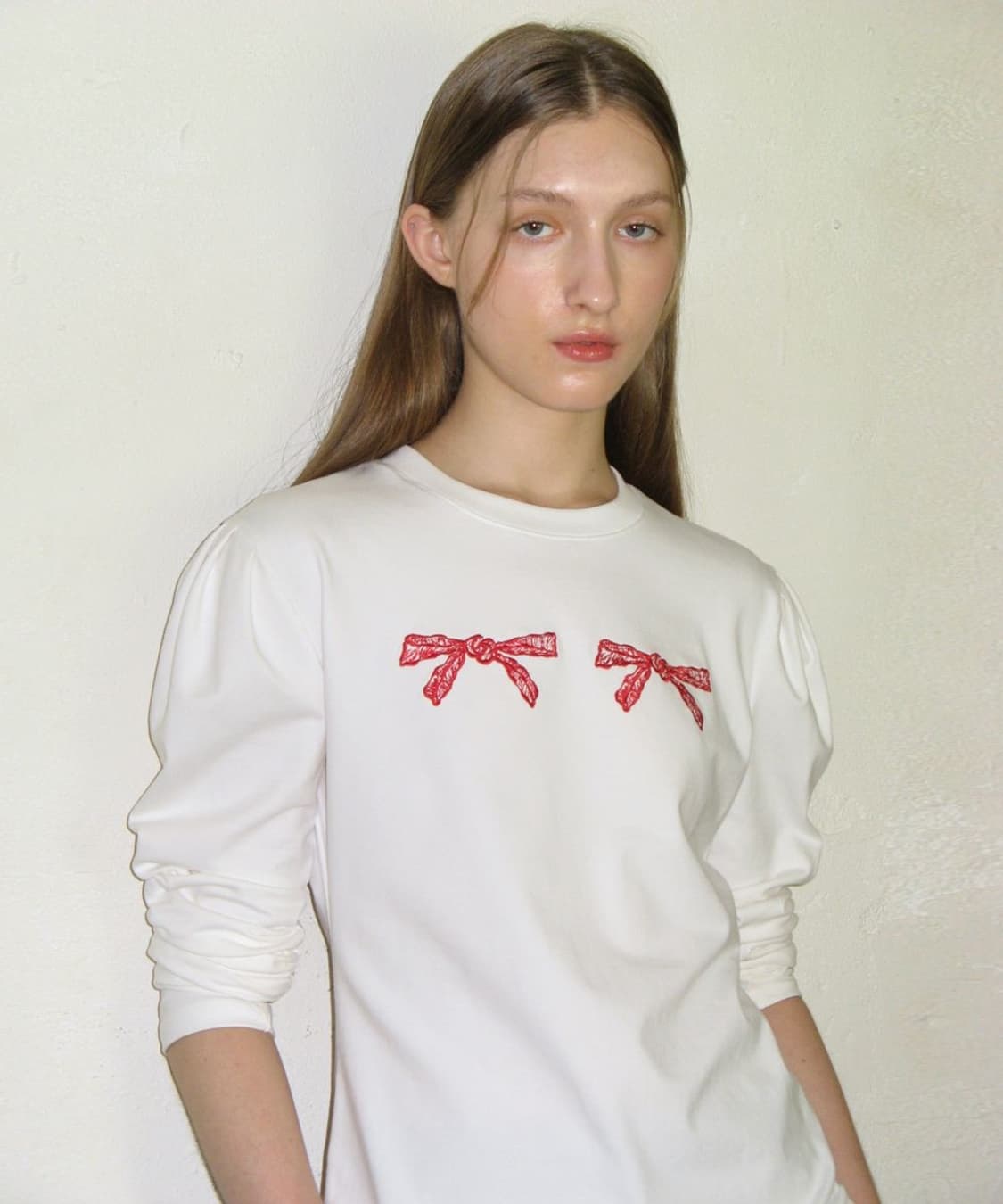sinoon 시눈 리본 퍼프 롱 슬리브 티셔츠 (화이트)  상품이미지3