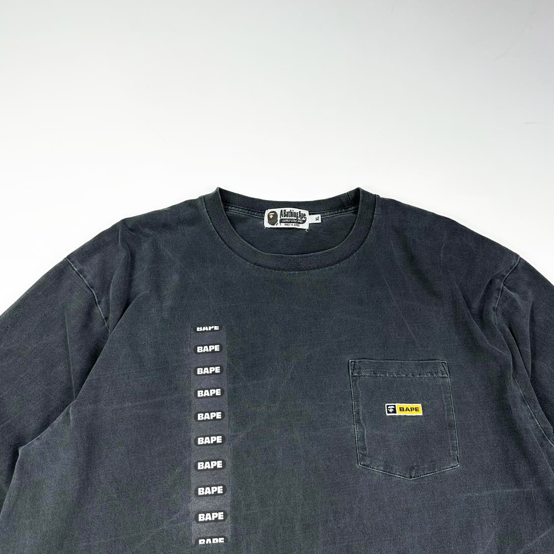 베이프 사루 피그먼트 차콜 롱슬리브 맨투맨 (XL) 상품이미지1