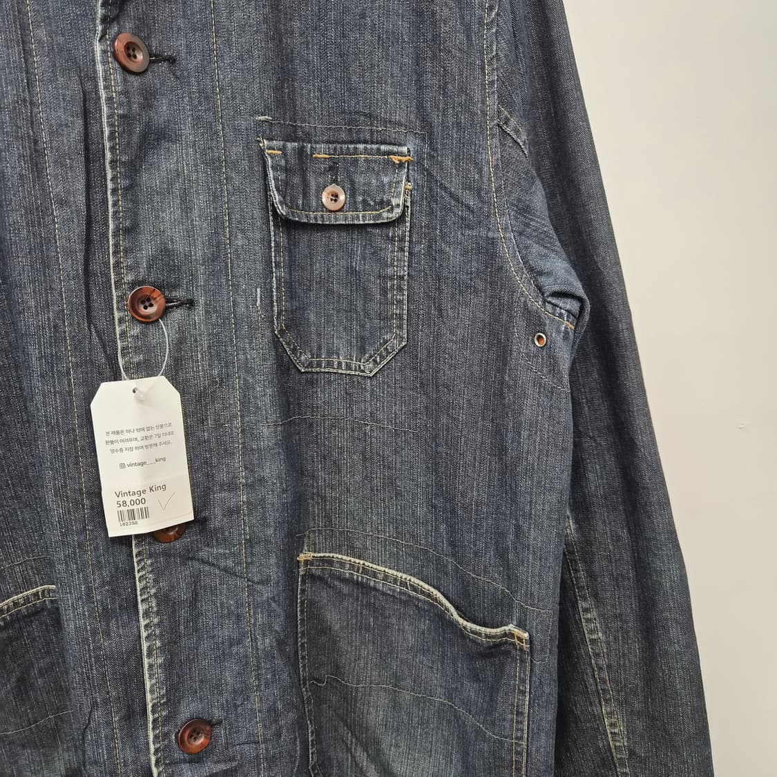 빈티지 데님 코듀로이 카라 워크 자켓 남성 L 상품이미지2