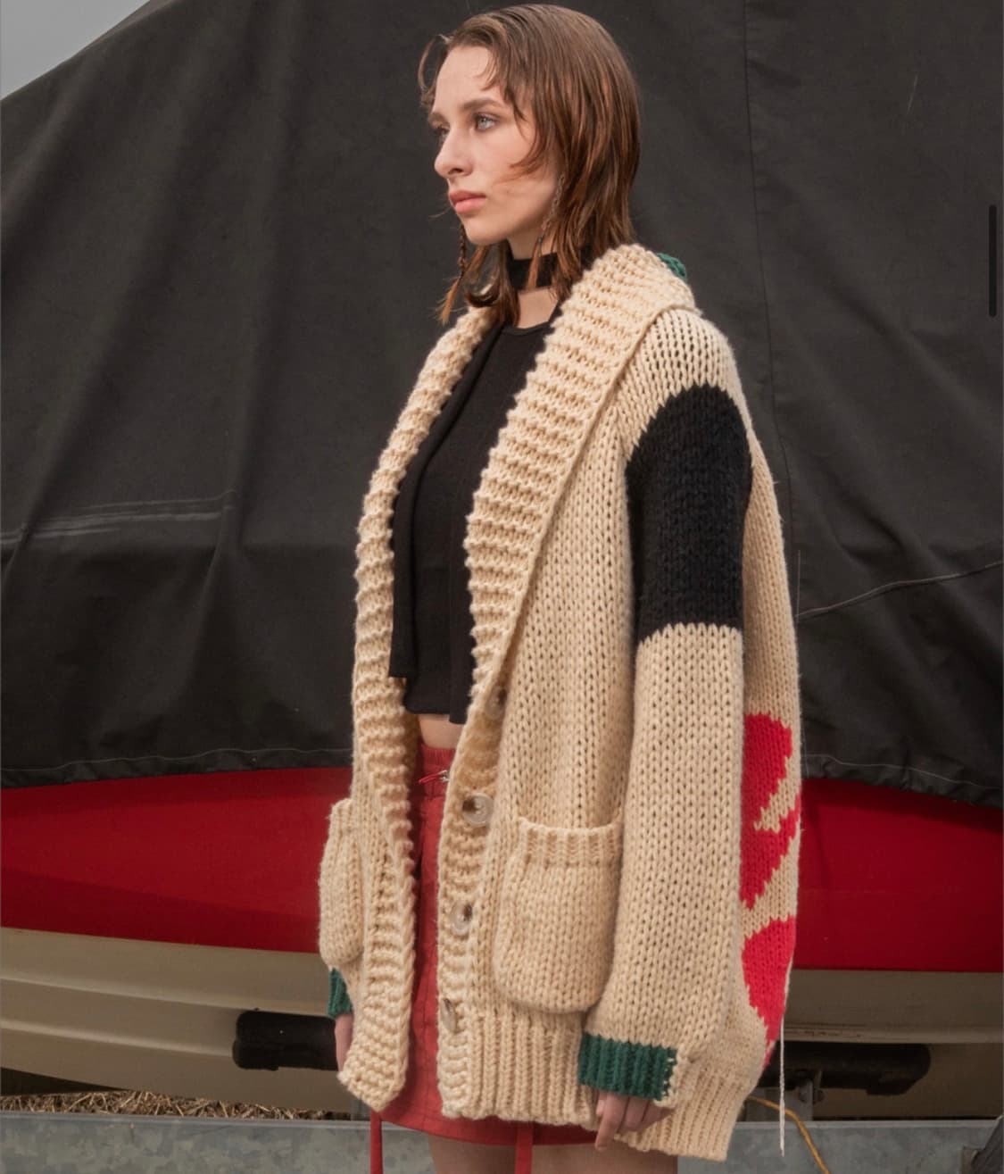 Kyo 쿄 더블로고 니트 가디건 상품이미지1