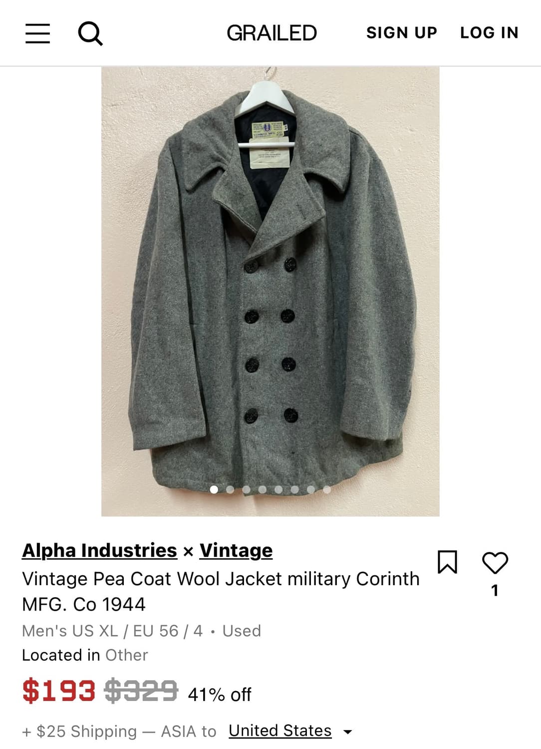Corinth. MFG. Co. 피코트 40 size XL 상품이미지8