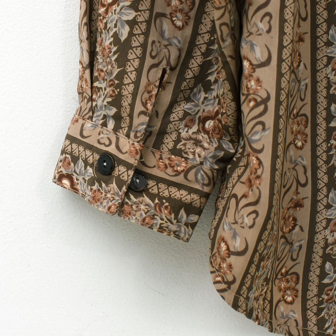일본 빈티지 플라워 패턴 브라운 블라우스 상품이미지7