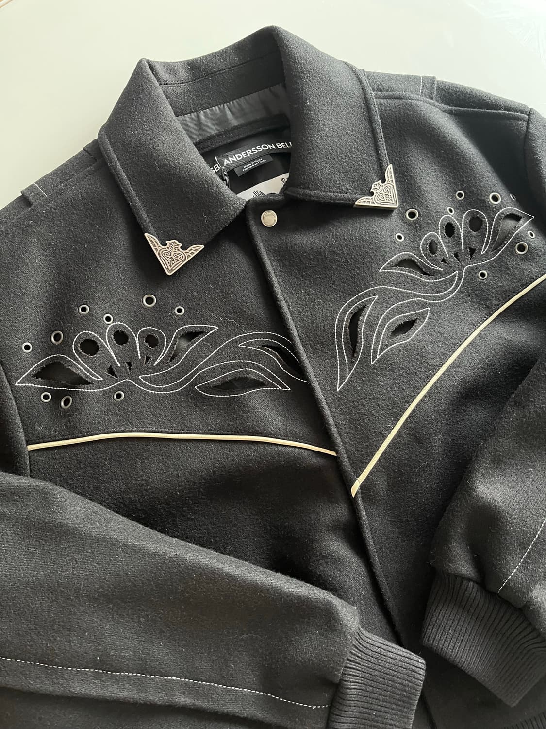 새제품) 엔더슨벨 르망 울 웨스턴 블루종L 상품이미지4