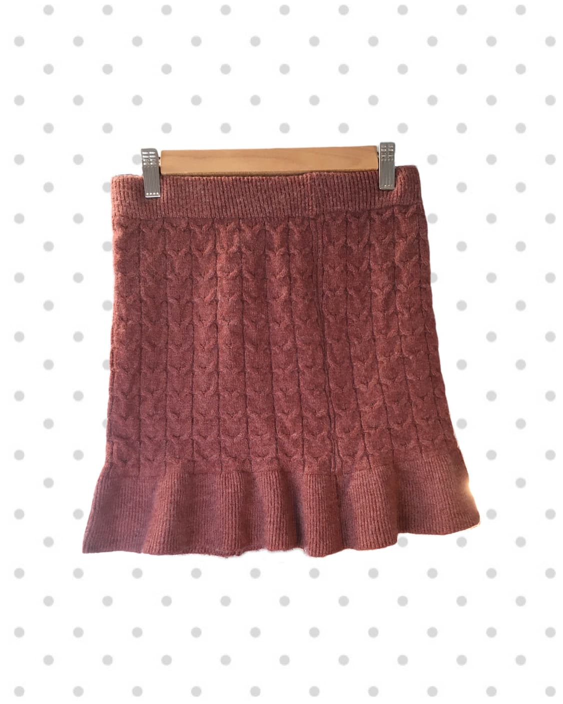 vintage cable knit ruffle skirt pink 상품이미지5