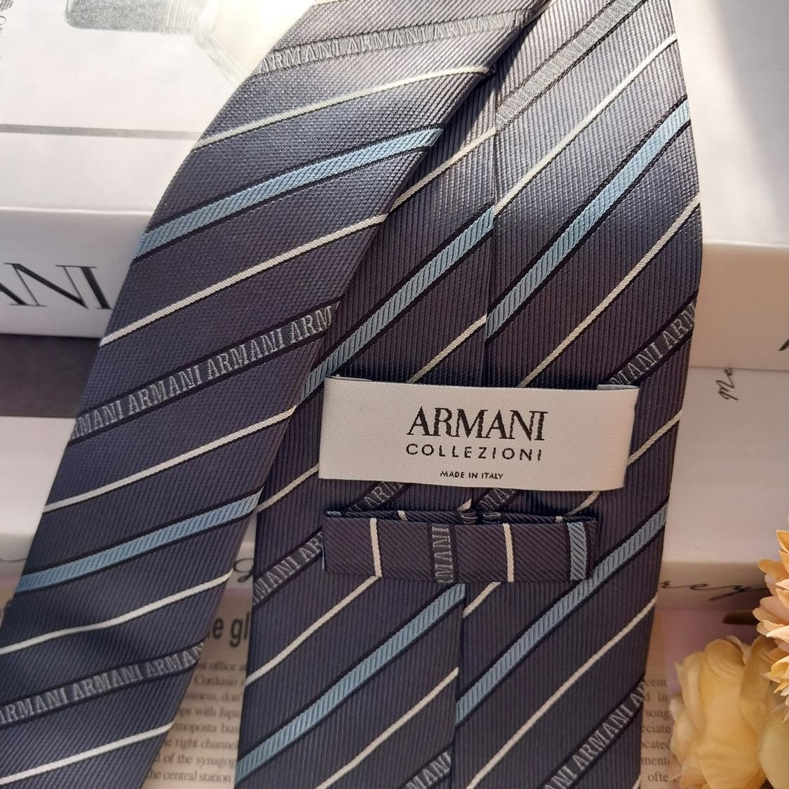 아르마니 꼴레지오니 실크 스트라이프 넥타이 9cm A+~A등급 K1400 상품이미지5