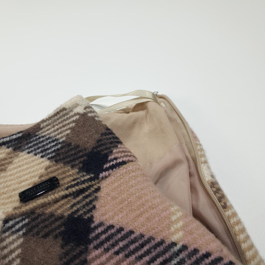 CL440 36 블루라벨 일본판 울 체크 핑크 스커트 상품이미지6