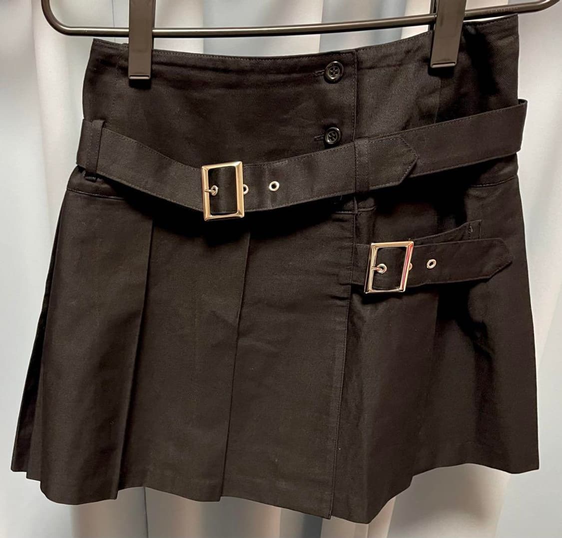 peace now 피스나우 벨트 장식 플리츠 블랙 랩스커트 펑크 매드펑크 상품이미지1