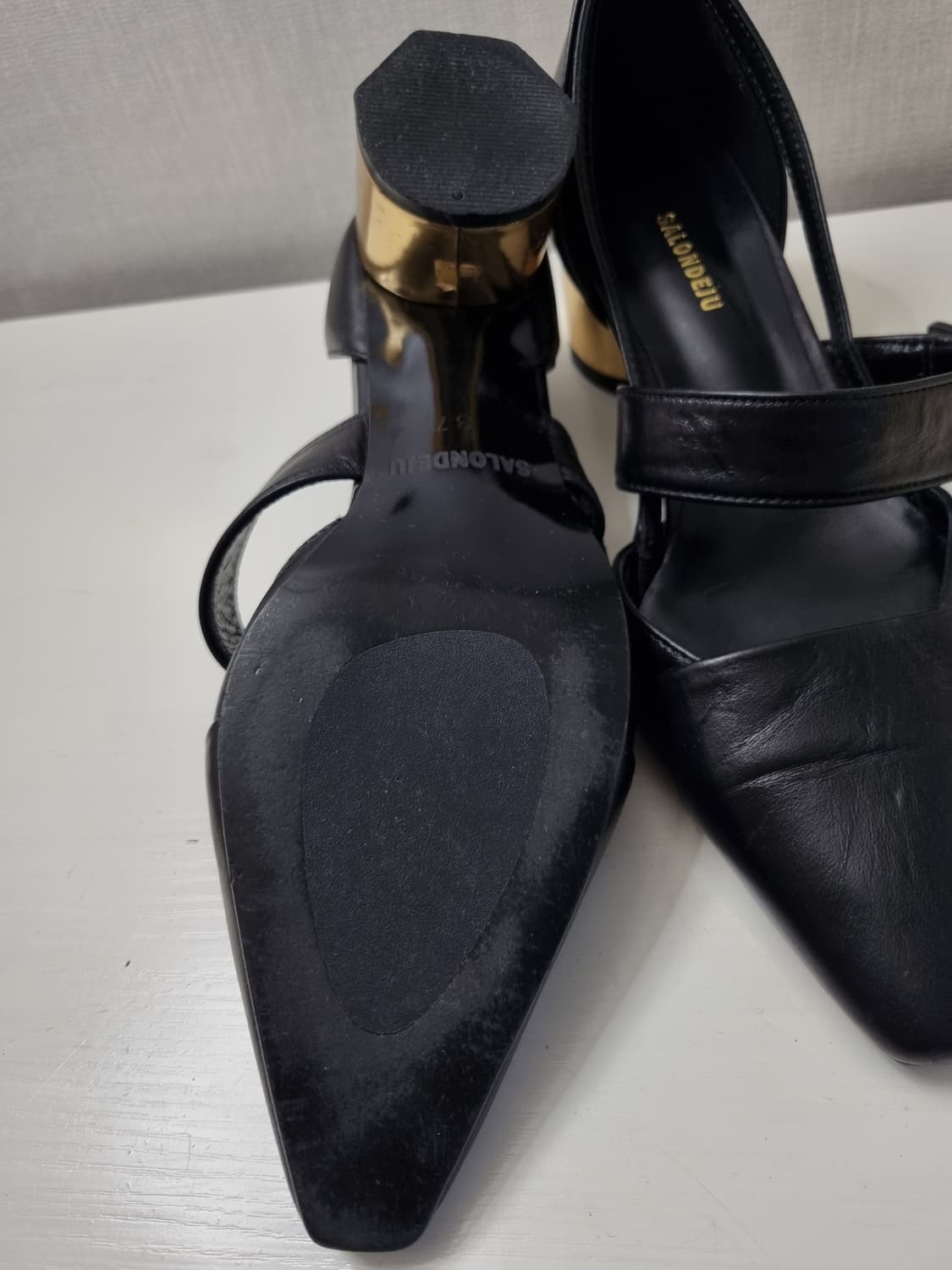 성수동수제화/살롱드주 블랙 골드 버클 힐235 상품이미지6