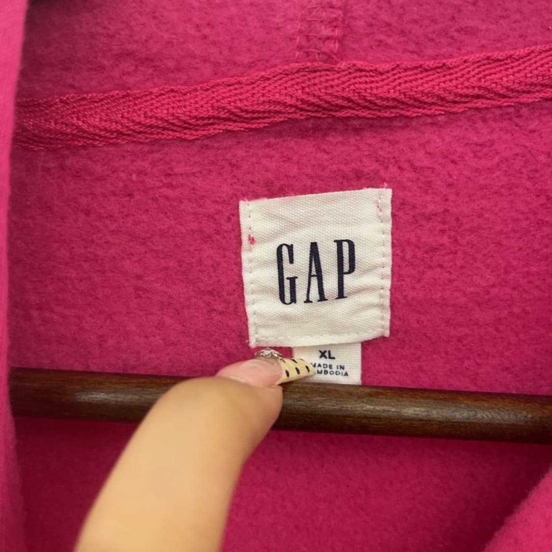 갭 레트로 Y2K 00's 대장급 핫핑크 빅로고 후드티 XL C09584 상품이미지5